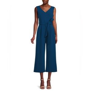 Calvin Klein Cropped Teal V-Neck Jumpsuit